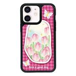 For iPhone 12 Exclusive Design Style PC Full Coverage Pattern Phone Case(Tulip)