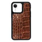 For iPhone XR Exclusive Design Style PC Full Coverage Pattern Phone Case(Brown Crocodile Texture)