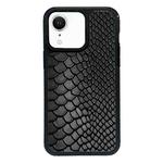 For iPhone XR Exclusive Design Style PC Full Coverage Pattern Phone Case(Black Crocodile Texture)