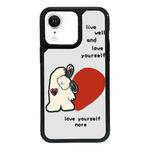 For iPhone XR Exclusive Design Style PC Full Coverage Pattern Phone Case(Beige Bear)