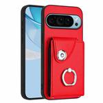 For Google Pixel 9 Pro XL Organ Card Bag Ring Holder Phone Case(Red)