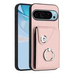 For Google Pixel 9 / 9 Pro Organ Card Bag Ring Holder Phone Case(Pink)