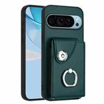 For Google Pixel 9 / 9 Pro Organ Card Bag Ring Holder Phone Case(Green)