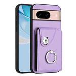 For Google Pixel 8a Organ Card Bag Ring Holder Phone Case(Purple)