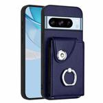 For Google Pixel 8 Pro Organ Card Bag Ring Holder Phone Case(Blue)