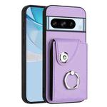 For Google Pixel 8 Pro Organ Card Bag Ring Holder Phone Case(Purple)