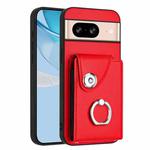 For Google Pixel 8 Organ Card Bag Ring Holder Phone Case(Red)