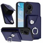 For Huawei Pura 70 Ultra Organ Card Bag Ring Holder Phone Case(Blue)