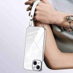 For iPhone 13 SULADA  Electroplated Clear TPU Soft Frame Phone Case with Wrist Strap(Silver)