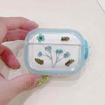 For AirPods Pro 2 Glitter Starry Epoxy Dried Flowers Earbuds Box TPU Case(Light Blue)