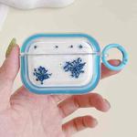 For AirPods 3 Glitter Snowflake Epoxy Dried Flowers Earbuds Box TPU Case(Dark Blue)