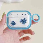 For AirPods Pro Glitter Snowflake Epoxy Dried Flowers Earbuds Box TPU Case(Dark Blue)