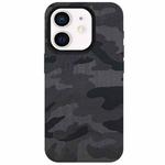 For iPhone 12 Camouflage Ice Feel Texture MagSafe PU Hybrid PC Phone Case(Navy Blue)