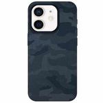 For iPhone 12 Camouflage Ice Feel Texture MagSafe PU Hybrid PC Phone Case(Dark Blue)