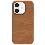 For iPhone 12 Camouflage Ice Feel Texture MagSafe PU Hybrid PC Phone Case(Brown)