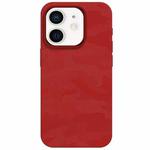 For iPhone 12 Camouflage Ice Feel Texture MagSafe PU Hybrid PC Phone Case(Red)