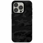 For iPhone 12 Pro Camouflage Ice Feel Texture MagSafe PU Hybrid PC Phone Case(Black)