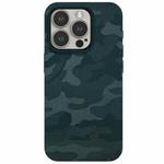 For iPhone 12 Pro Camouflage Ice Feel Texture MagSafe PU Hybrid PC Phone Case(Dark Green)