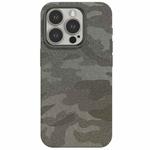 For iPhone 12 Pro Camouflage Ice Feel Texture MagSafe PU Hybrid PC Phone Case(Grey)