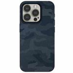 For iPhone 12 Pro Camouflage Ice Feel Texture MagSafe PU Hybrid PC Phone Case(Dark Blue)