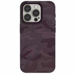 For iPhone 12 Pro Camouflage Ice Feel Texture MagSafe PU Hybrid PC Phone Case(Purple)