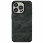 For iPhone 12 Pro Camouflage Ice Feel Texture MagSafe PU Hybrid PC Phone Case(Army Green)