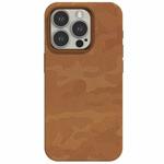 For iPhone 12 Pro Camouflage Ice Feel Texture MagSafe PU Hybrid PC Phone Case(Brown)