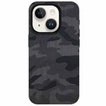 For iPhone 13 Camouflage Ice Feel Texture MagSafe PU Hybrid PC Phone Case(Navy Blue)