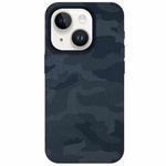 For iPhone 13 Camouflage Ice Feel Texture MagSafe PU Hybrid PC Phone Case(Dark Blue)