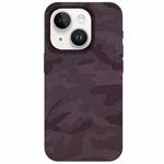 For iPhone 13 Camouflage Ice Feel Texture MagSafe PU Hybrid PC Phone Case(Purple)