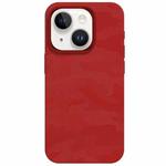 For iPhone 13 Camouflage Ice Feel Texture MagSafe PU Hybrid PC Phone Case(Red)