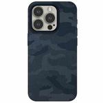 For iPhone 13 Pro Max Camouflage Ice Feel Texture MagSafe PU Hybrid PC Phone Case(Dark Blue)