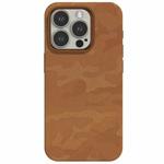 For iPhone 13 Pro Max Camouflage Ice Feel Texture MagSafe PU Hybrid PC Phone Case(Brown)