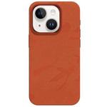 For iPhone 14 Camouflage Ice Feel Texture MagSafe PU Hybrid PC Phone Case(Orange)