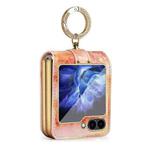 For Samsung Galaxy Z Flip6 Colorful Clouds Series Ring Hand-held PU Phone Case(Pink)