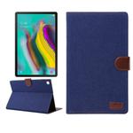 For Samsung Galaxy Tab A7  T505 Denim Texture PC Horizontal Flip Leather Protective Case with Holder & Card Slots & Wallet & Photo Frame & Sleep / Wake-up Function(Dark Blue)