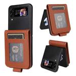 For Samsung Galaxy Z Flip4 5G Multifunctional Horizontal Flip Leather Phone Case with Three Card Slot(Brown)