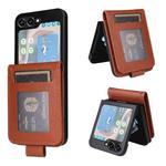 For Samsung Galaxy Z Flip5 5G Multifunctional Horizontal Flip Leather Phone Case with Three Card Slot(Brown)