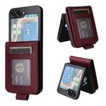 For Samsung Galaxy Z Flip5 5G Multifunctional Horizontal Flip Leather Phone Case with Three Card Slot(Wine Red)