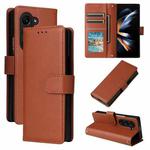 For Samsung Galaxy Z Fold5 5G Multifunctional Horizontal Flip Leather Phone Case with Three Card Slot(Brown)