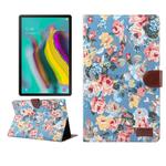 For Samsung Galaxy Tab A7 T505 Flower Cloth Texture PC Horizontal Flip Leather Protective Case, with Holder & Card Slots & Wallet & Photo Frame & Sleep / Wake-up Function(Blue)