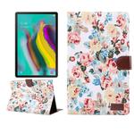 For Samsung Galaxy Tab A7 T505 Flower Cloth Texture PC Horizontal Flip Leather Protective Case, with Holder & Card Slots & Wallet & Photo Frame & Sleep / Wake-up Function(White)