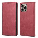 For iPhone 16 Pro Max Business Solid Color Magnetic RFID Leather Phone Case(Red)