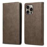 For iPhone 16 Pro Max Business Solid Color Magnetic RFID Leather Phone Case(Brown)