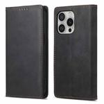 For iPhone 16 Pro Business Solid Color Magnetic RFID Leather Phone Case(Black)