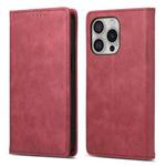 For iPhone 16 Pro Business Solid Color Magnetic RFID Leather Phone Case(Red)