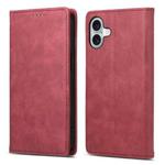 For iPhone 16 Plus Business Solid Color Magnetic RFID Leather Phone Case(Red)