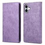 For iPhone 16 Plus Business Solid Color Magnetic RFID Leather Phone Case(Purple)