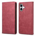 For iPhone 16 Business Solid Color Magnetic RFID Leather Phone Case(Red)