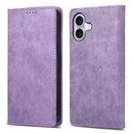 For iPhone 16 Business Solid Color Magnetic RFID Leather Phone Case(Purple)